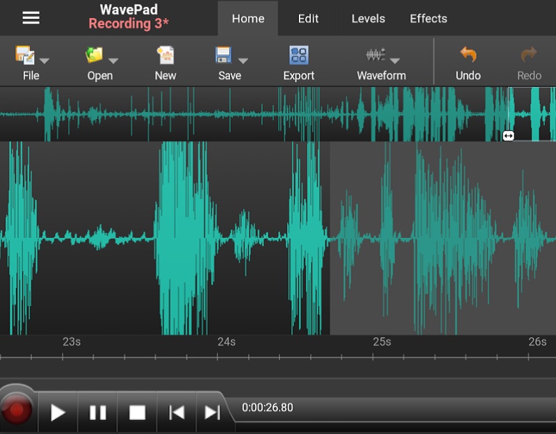 wavepad record audio