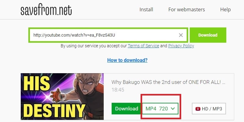 click the drop down menu next the download