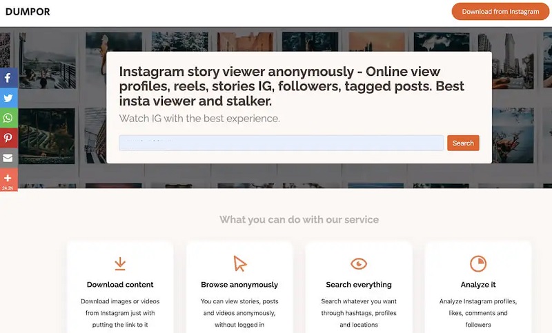use dumpor to view instagram profile without account