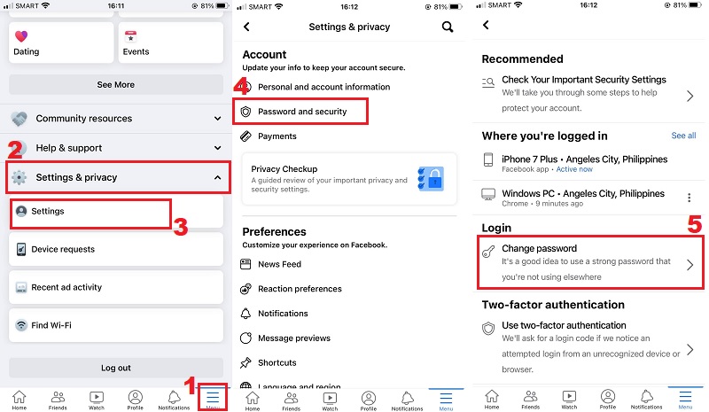 reset facebook account password