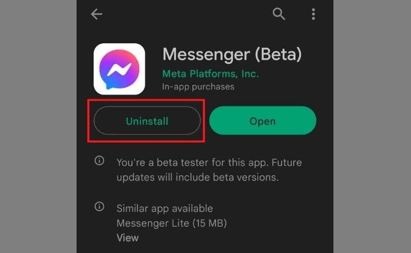 reinstall or update messenger