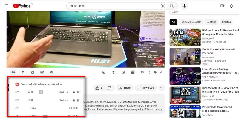 addoncrop youtube downloader extension