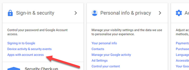 verificar serviços e aplicativos de terceiros