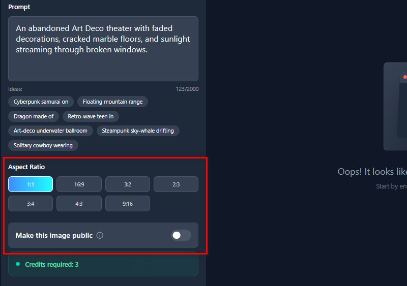 selecionar uma proporção