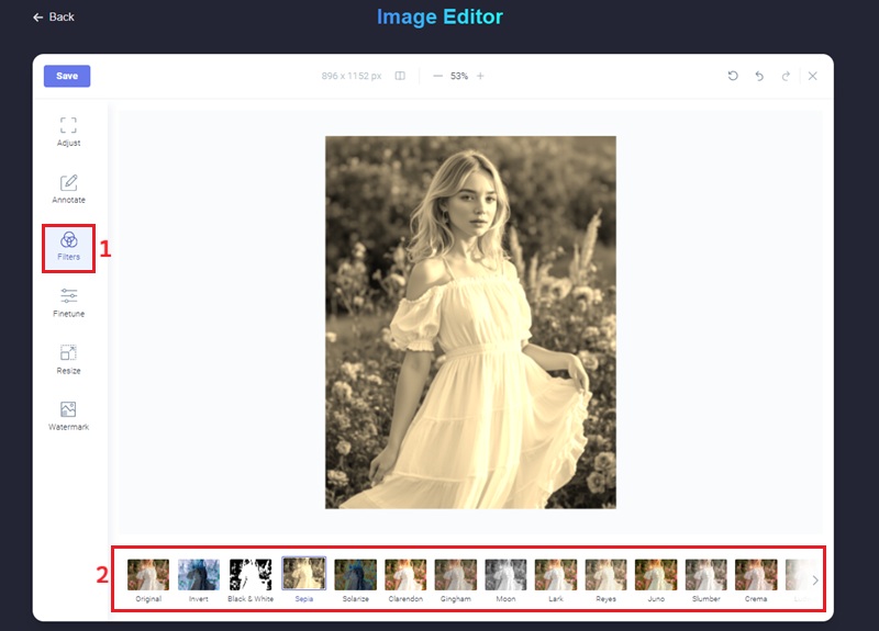 aplicar um filtro à imagem