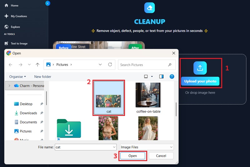 enviar imagem ao removedor de objetos
