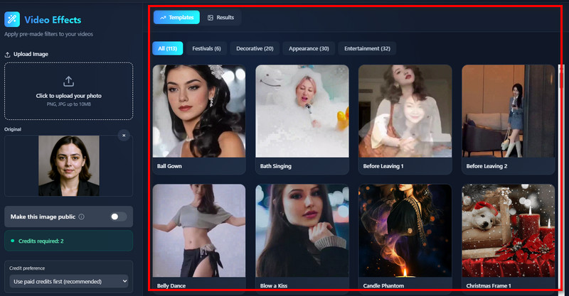escolher um efeito de vídeo