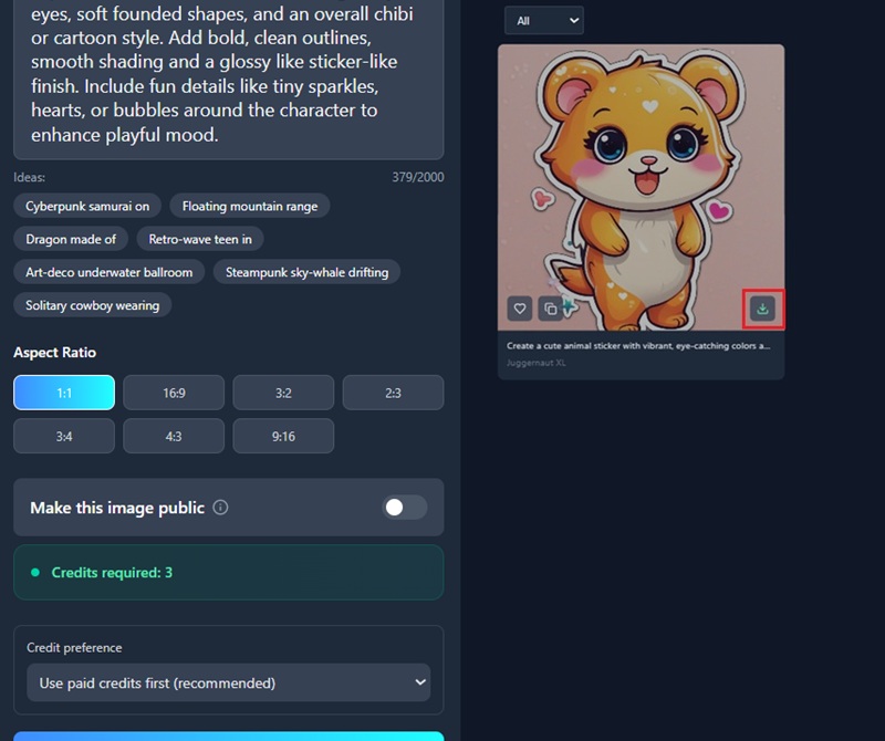 baixar adesivo gerado