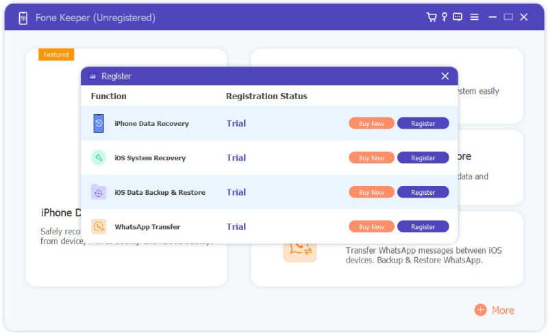 select to register fone keeper