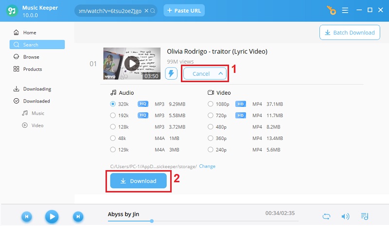 choose preferred output format