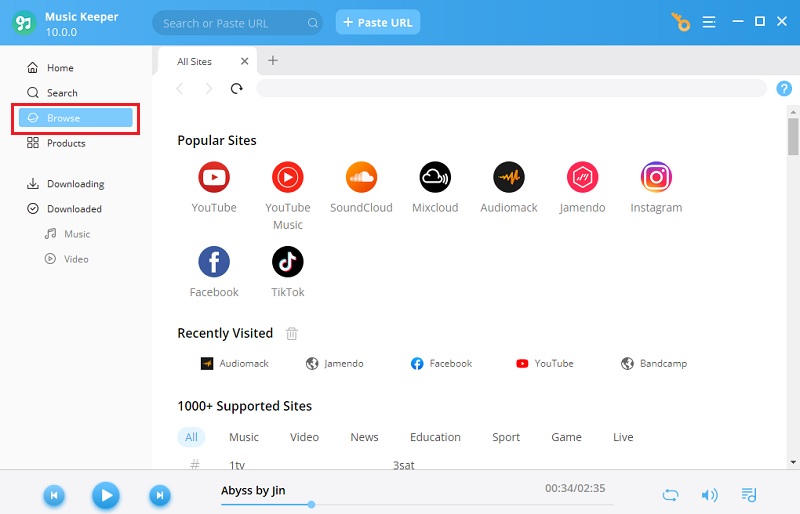 Aqua Tune built in browser