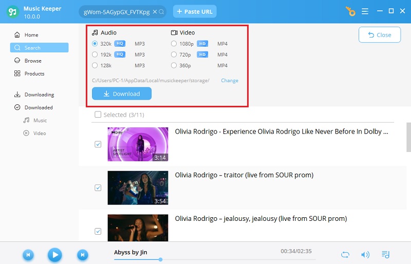 select output format