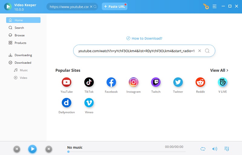 paste url to download video