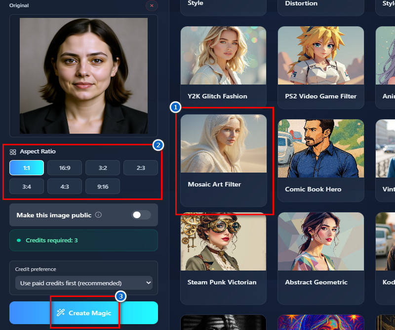 aplique o filtro de mosaico