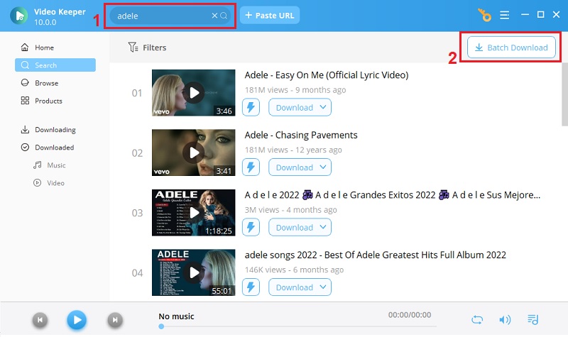 select batch download button