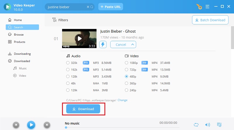 select output format