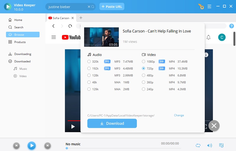 select preferred resolution and output formats