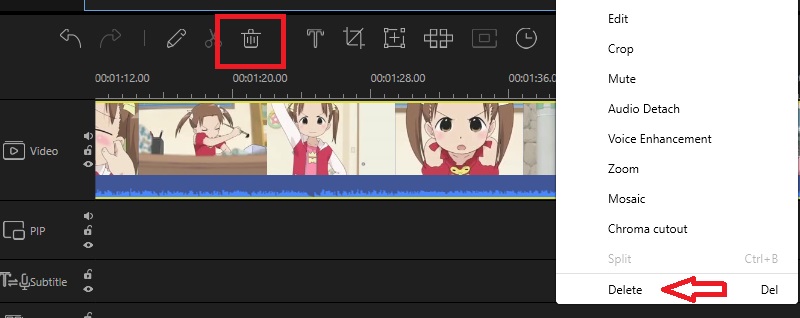 Delete Video from Timeline