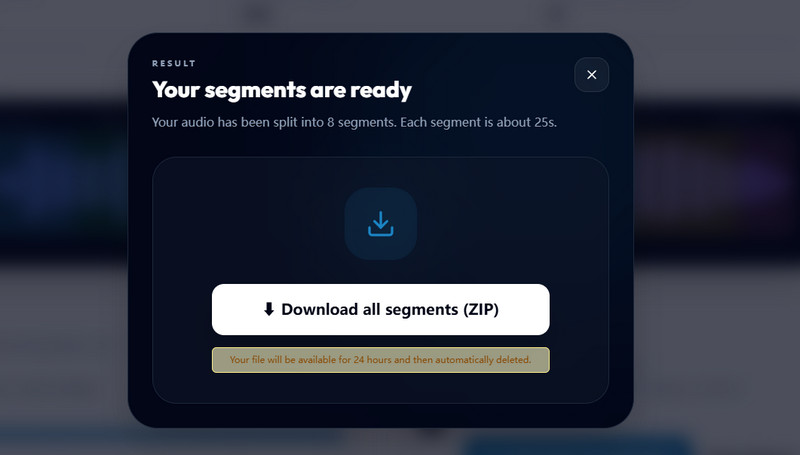 Baixar os segmentos de áudio