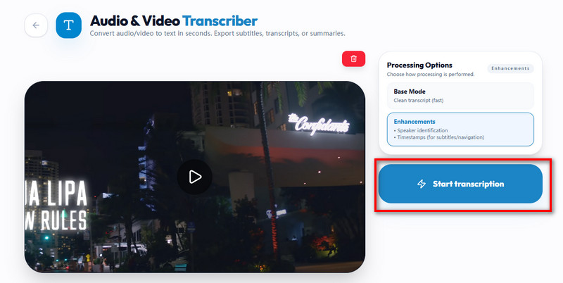 Iniciar a transcrição