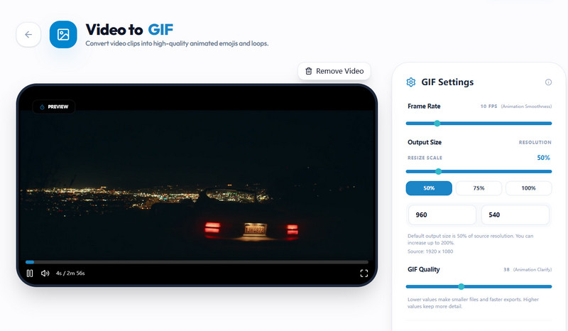 Ajustar as configurações do GIF