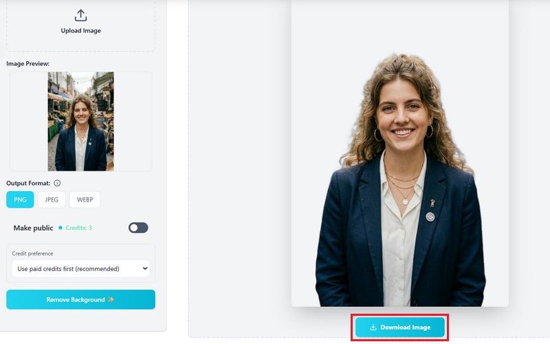 Exporte um retrato pronto para o perfil