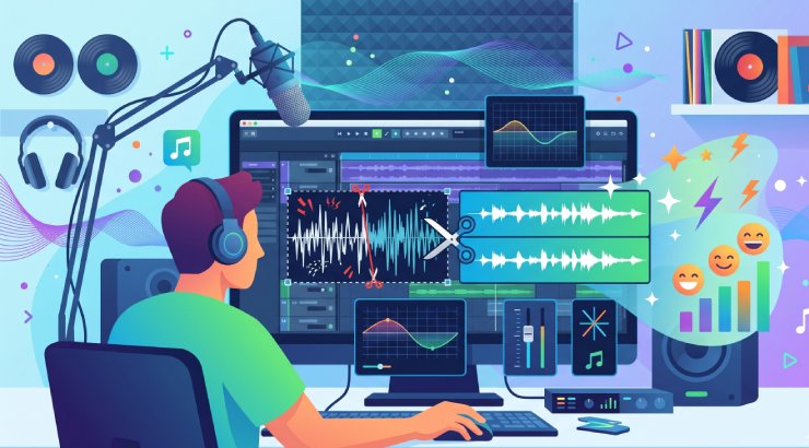 Edite áudio de podcast