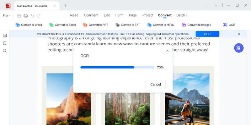 aplicar OCR ao PDF digitalizado