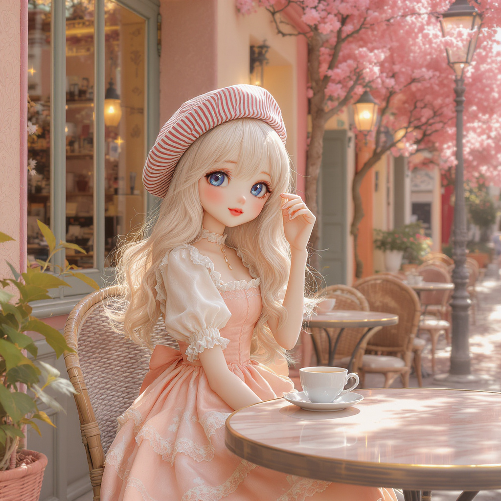 Personagem de boneca parisiense lúdica