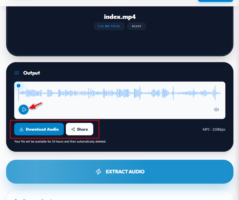 Download do áudio extraído